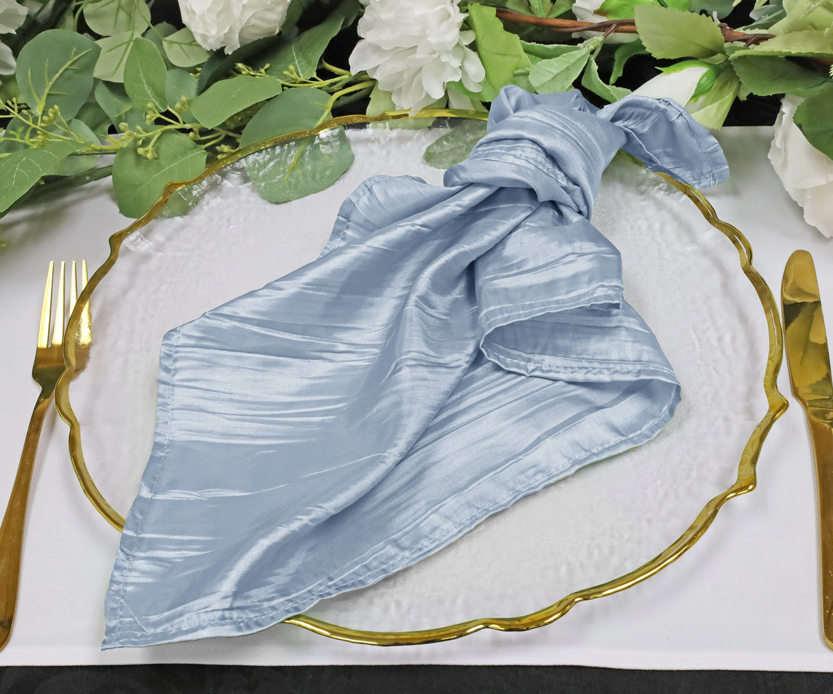 Accordion Crinkle Taffeta Napkin Sample 20x20 Dusty Blue