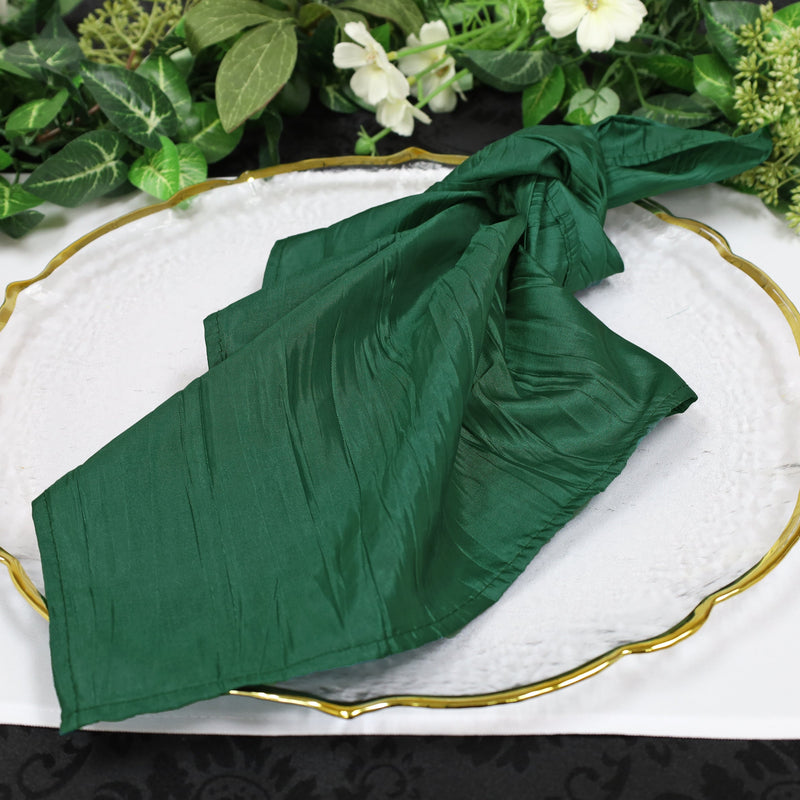 Accordion Crinkle Taffeta Dinner Napkin Sample 20x20 Hunter Green/Holly Green