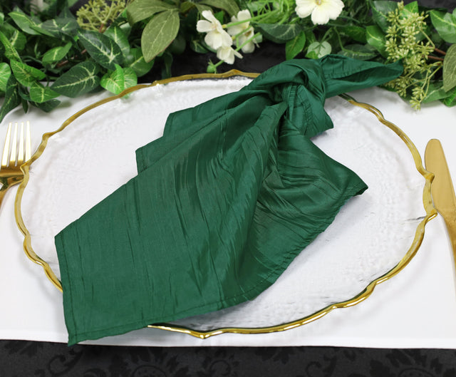 Accordion Crinkle Taffeta Cloth Dinner Napkins 20x20 Hunter Green/Holly Green