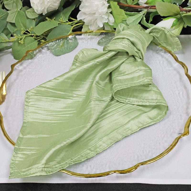 Accordion Crinkle Taffeta Napkins 20x20 Sage Green