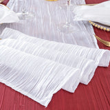 Accordion Crinkle Taffeta Table Runner 13x108 White