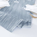 Accordion Crinkle Taffeta Table Runner 13x108 Dusty Blue