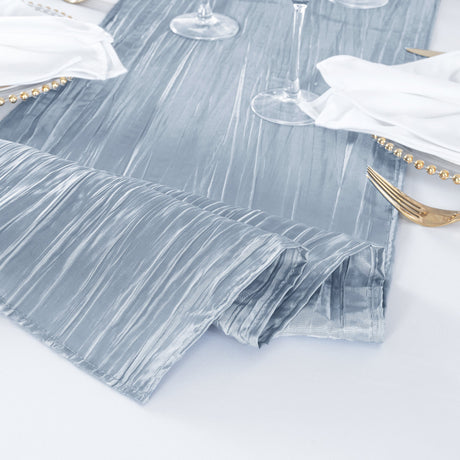 Accordion Crinkle Taffeta Table Runner 13x108 Dusty Blue