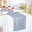 Accordion Crinkle Taffeta Table Runner 13x108 Dusty Blue