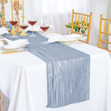 Accordion Crinkle Taffeta Table Runner 13x108 Dusty Blue