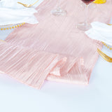 Accordion Crinkle Taffeta Table Runner 13x108 Blush Pink/Rose Gold