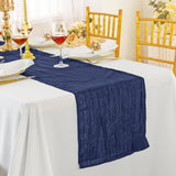 Accordion Crinkle Taffeta Table Runner 13x108 Navy Blue