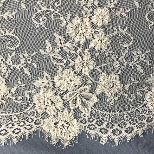 Beaded Chantilly Lace White