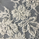 3 Yards Beaded Chantilly Embroidered Lace Fabric with Double Side Eyelash Scallop