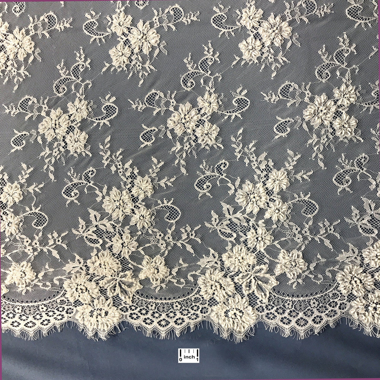 Beaded Chantilly Lace White