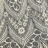 Beaded Chantilly Lace Fabric with Eyelash Scallop
