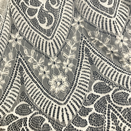 3 Yards Chantilly Embroidered Lace Fabric with Eyelash Scallop
