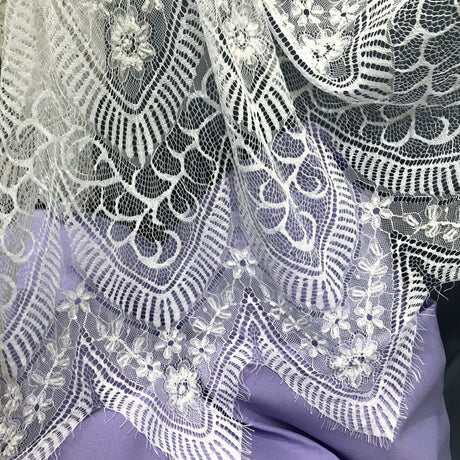 Beaded Chantilly Lace with Eyelash Scallop