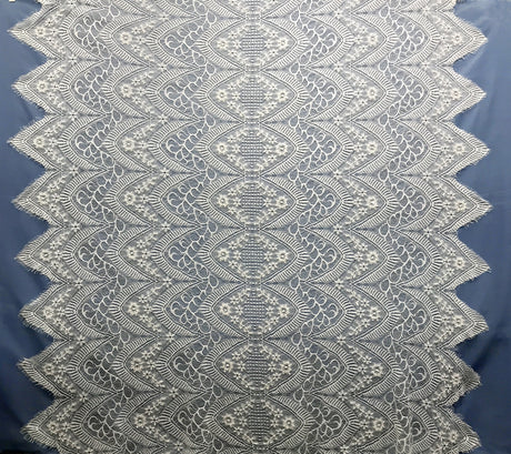 Beaded Chantilly Lace Fabric with Eyelash Scallop