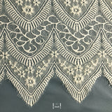 Beaded Chantilly Lace Fabric with Eyelash Scallop