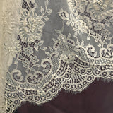 Beaded Chantilly Lace Fabric White Eyelash Scallop 3 Yards 58"