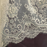 3 Yards Beaded Chantilly Embroidered Lace Fabric with Eyelash Scallop