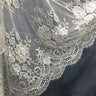 3 Yards Beaded Chantilly Embroidered Lace Fabric with Eyelash Scallop