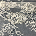 Beaded Chantilly Lace Fabric with Eyelash Scallop, 3 Yards x 58"