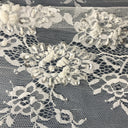 Beaded Chantilly Lace Fabric with Eyelash Scallop
