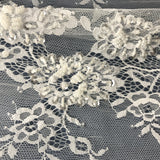 Beaded Chantilly Lace Fabric with Eyelash Scallop