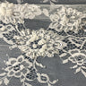 Beaded Chantilly Lace Fabric with Eyelash Scallop