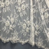Beaded Chantilly Lace Fabric with Eyelash Scallop