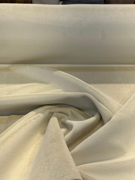 Marino Ivory Velvet Upholstery Fabric - Ivory Velvet, 56" Width (1 Yard)