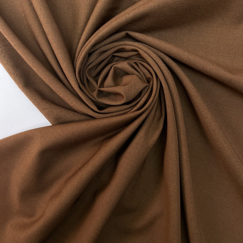 Brown Polyamide Viscose Elastane Plain Weave Fabric