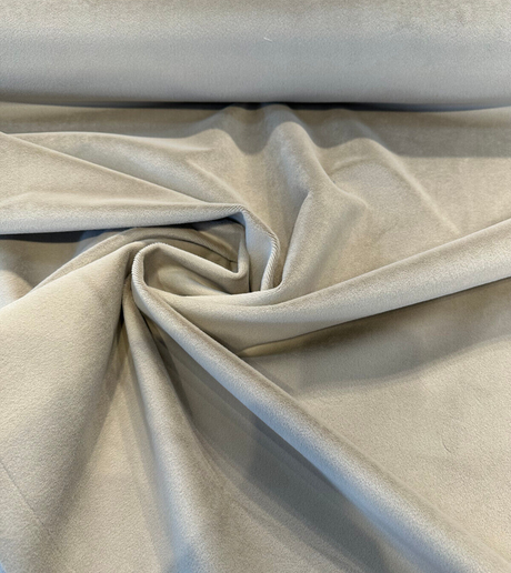 Marino Gray Ecru Velvet Upholstery Fabric - Mink, 56" Width, 100% Polyester (1 Yard)