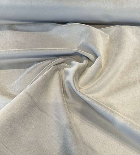 Marino Gray Ecru Velvet Upholstery Fabric - Mink, 56" Width, 100% Polyester (1 Yard)