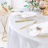 Round Accordion Crinkle Taffeta Tablecloth 132" White
