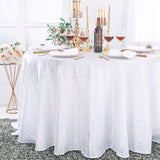 Round Accordion Crinkle Taffeta Tablecloth 132" White