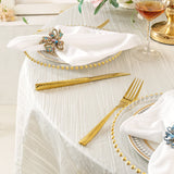 Round Accordion Crinkle Taffeta Tablecloth 120" Ivory
