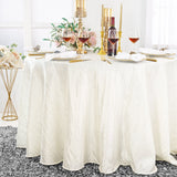 Round Accordion Crinkle Taffeta Tablecloth 120" Ivory