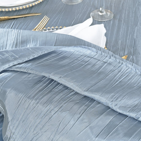 Rectangular Accordion Crinkle Taffeta Tablecloth 90x132 Dusty Blue