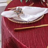 Round Accordion Crinkle Taffeta Tablecloth 132 Burgundy