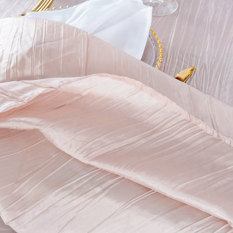 Accordion Crinkle Taffeta Napkins 20x20 Blush Pink/Rose Gold