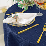 Round Taffeta Tablecloth 120 Inch Navy Blue