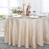 Round Accordion Crinkle Taffeta Tablecloth 120 Champagne