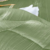Round Accordion Crinkle Taffeta Tablecloth 132" Sage Green