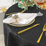 Round Accordion Crinkle Taffeta Tablecloth 132 Black