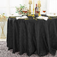 Round Taffeta Tablecloth 120" Seamless Accordion Crinkle Black