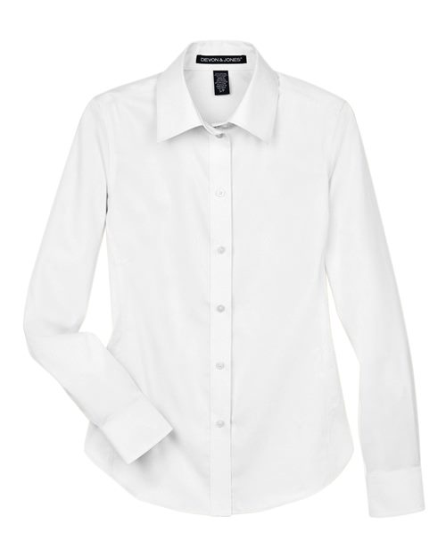 Devon & Jones® Women’s Solid Stretch Twill Woven Dress Shirt Non-Iron Professional Shirting with Flattering Fit