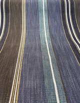 Zola Earth Blue Italian Stripe Viscose Blend Fabric - Blue Stripes, 56" Width, 26 1/2" Vertical Repeat, 28" Horizontal Repeat (1 Yard)