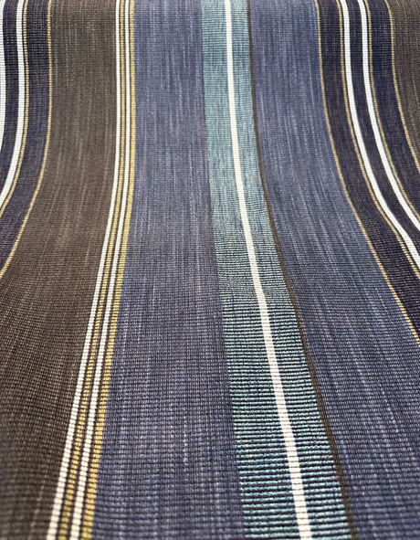 Zola Earth Blue Italian Stripe Viscose Blend Fabric - Blue Stripes, 56" Width, 26 1/2" Vertical Repeat, 28" Horizontal Repeat (1 Yard)