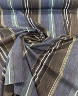Zola Earth Blue Italian Stripe Viscose Blend Fabric - Blue Stripes, 56" Width, 26 1/2" Vertical Repeat, 28" Horizontal Repeat (1 Yard)