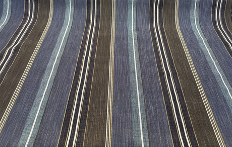 Zola Earth Blue Italian Stripe Viscose Blend Fabric - Blue Stripes, 56" Width, 26 1/2" Vertical Repeat, 28" Horizontal Repeat (1 Yard)