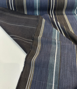 Zola Earth Blue Italian Stripe Viscose Blend Fabric - Blue Stripes, 56" Width, 26 1/2" Vertical Repeat, 28" Horizontal Repeat (1 Yard)