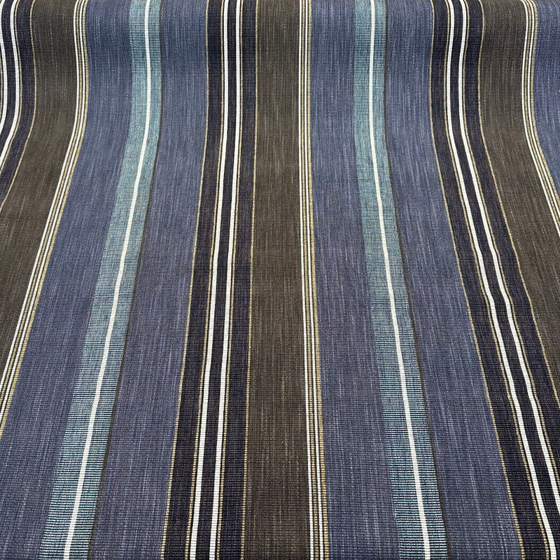 Zola Earth Blue Italian Stripe Viscose Blend Fabric - Blue Stripes, 56" Width, 26 1/2" Vertical Repeat, 28" Horizontal Repeat (1 Yard)